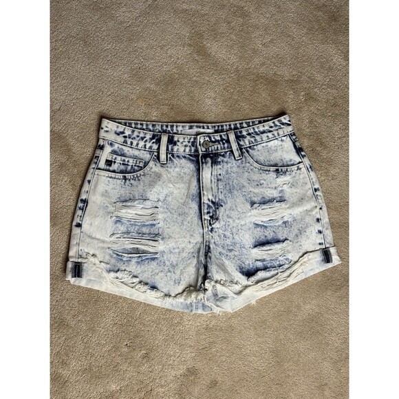 Women’s 9/28- KanCan Ripped Light Acid Wash Denim Shorts NEW - Picture 1 of 4